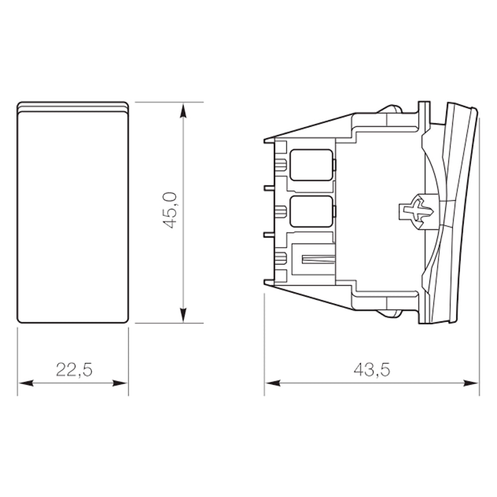 Encontraproduto.com.br - Módulo Interruptor Simples 10a Preto Borne Pp+