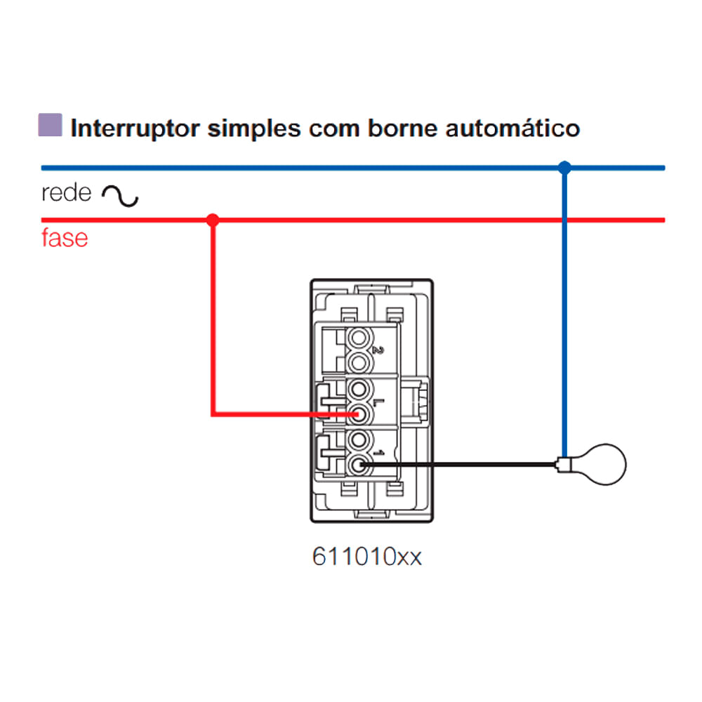 Encontraproduto.com.br - Módulo Interruptor Simples 10a Preto Borne Pp+