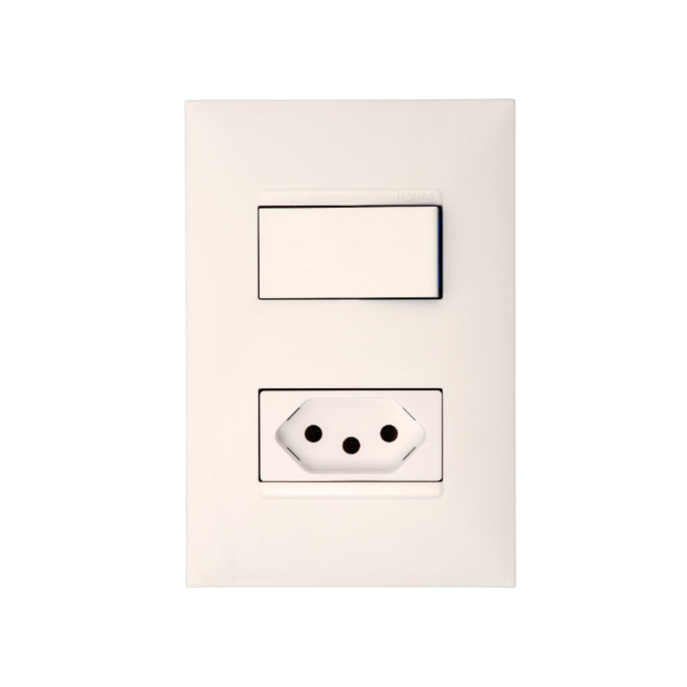 Encontraproduto.com.br - Conj Interruptor Simples+Tomada 2P+T 20A Branco Pp+