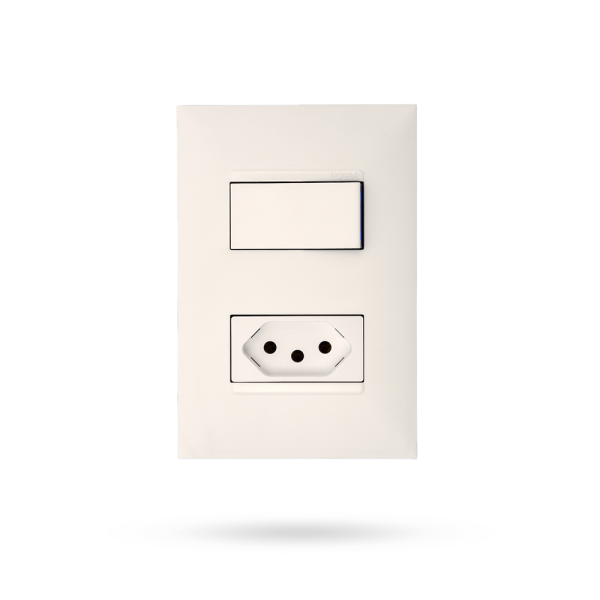 Conj Interruptor Simples+Tomada 2P+T 20A Branco Pp+