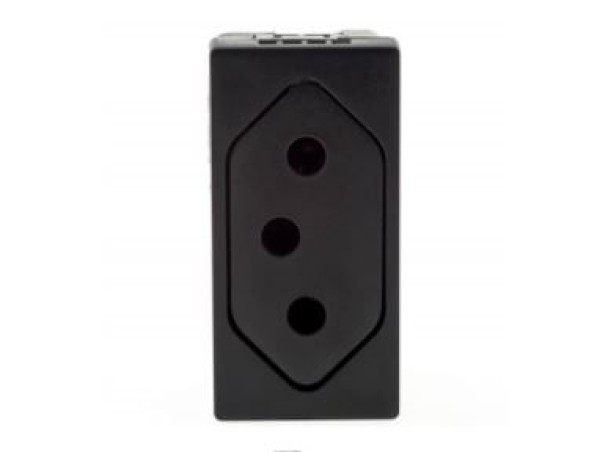 Encontraproduto.com.br - Módulo Tomada 2P+T Fundo Móvel 10A Preto Pial Plus+