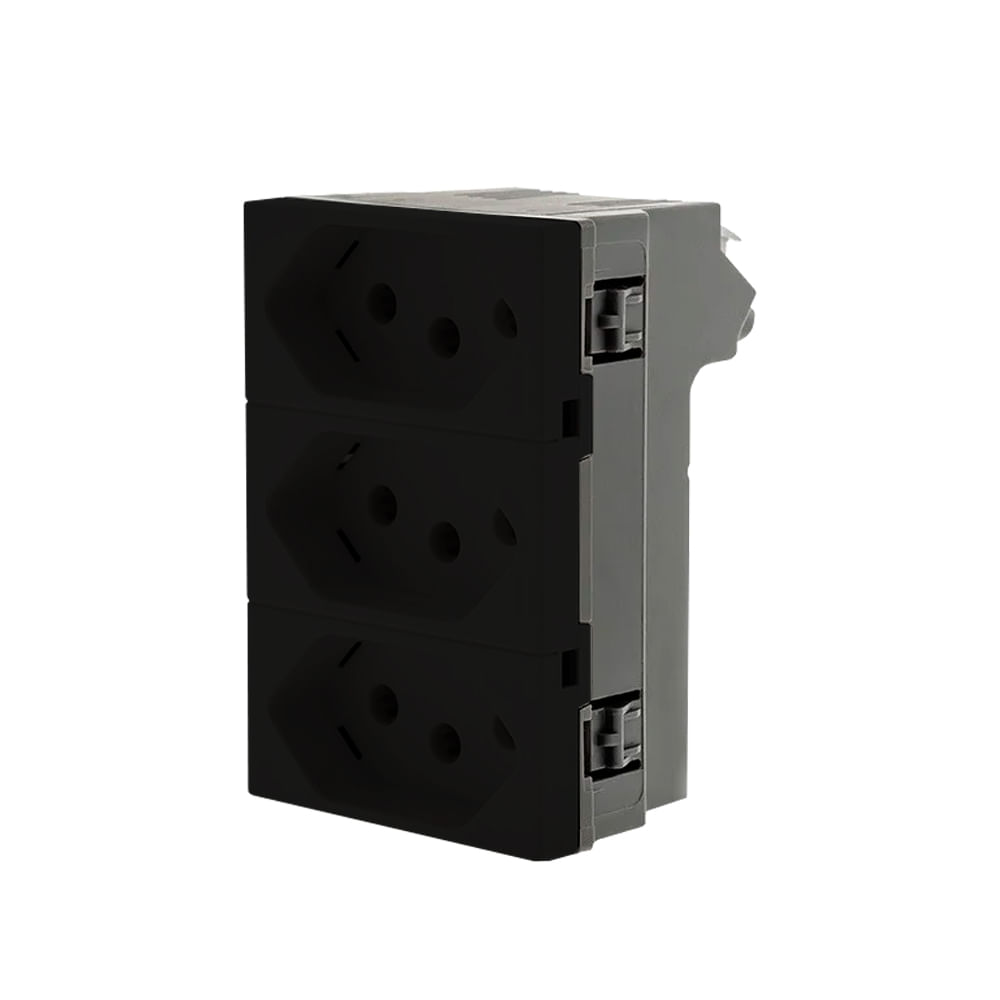 Encontraproduto.com.br - Módulo Tomada Triplex 2p+T 10a Preto Pp+