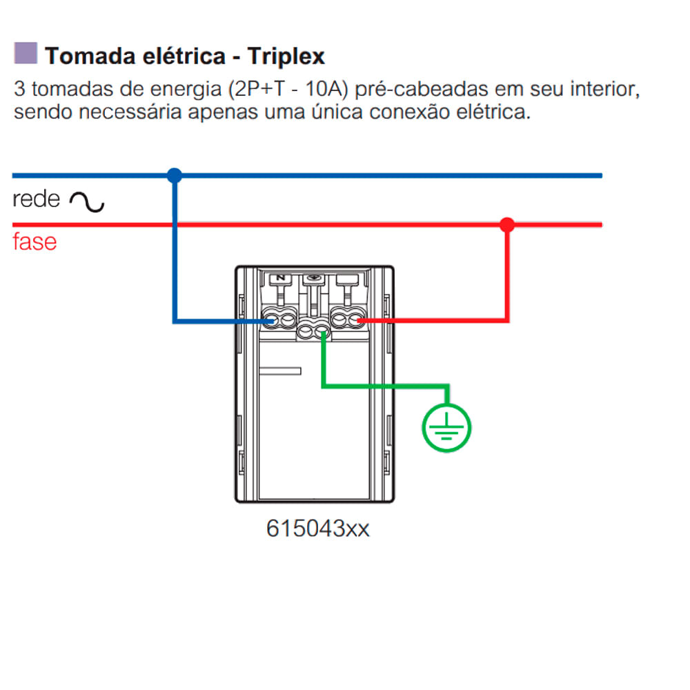 Encontraproduto.com.br - Módulo Tomada Triplex 2p+T 10a Preto Pp+