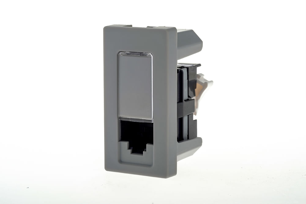 Encontraproduto.com.br - Módulo Rj45 Cat5e Cinza Pial Plus +