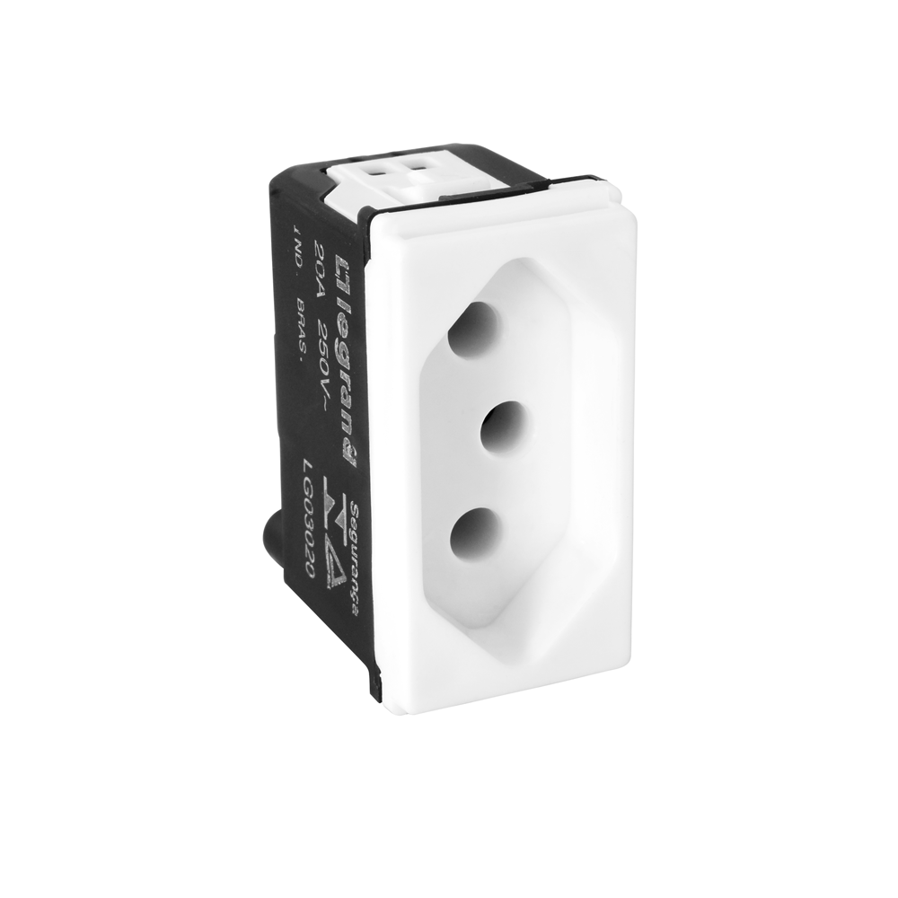 Encontraproduto.com.br - Módulo Tomada 2p+T 20a Branco Pial Pop - Lg03020
