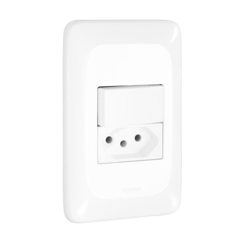 Encontraproduto.com.br - Interruptor Bipolar Pial PoP 10A 4x2 Conjunto Suporte e Placa Branca