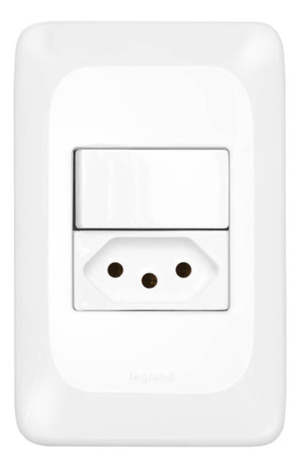 Conj Interruptor Simples+Tomada 2P+T 10A Branco Ppop