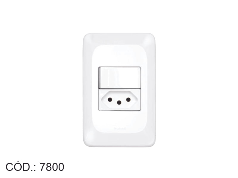 Encontraproduto.com.br - Interruptor Simples 10A + Tomada 2P+T 20A Pial PoP 4x2 Conjunto Suporte e Placa Branca