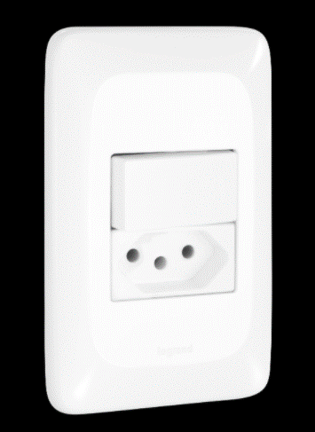 Encontraproduto.com.br - Interruptor Simples 10A + Tomada 2P+T 20A Pial PoP 4x2 Conjunto Suporte e Placa Branca