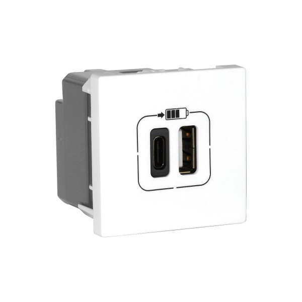 Encontraproduto.com.br - Modulo Carregador 2 Usb Tipo A+C 3a Branco Pial Plus+ Legrand