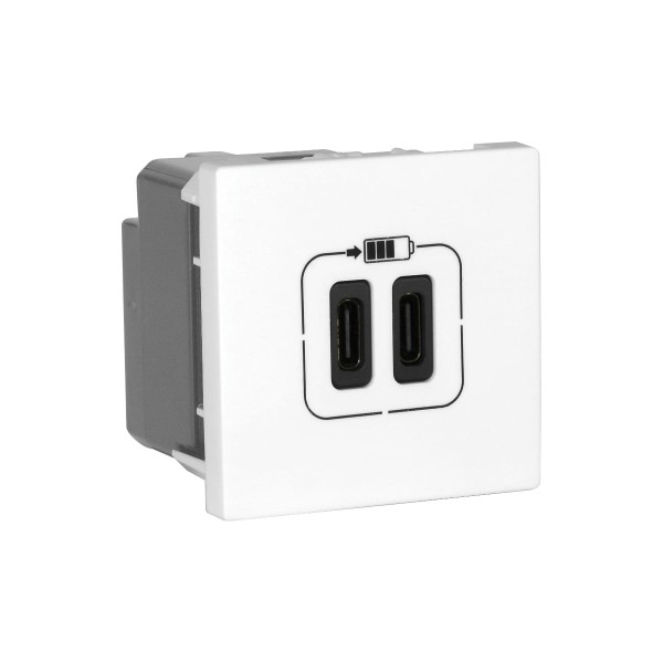 Encontraproduto.com.br - Módulo Carregador 2 USB Tipo C+C Branco Pial