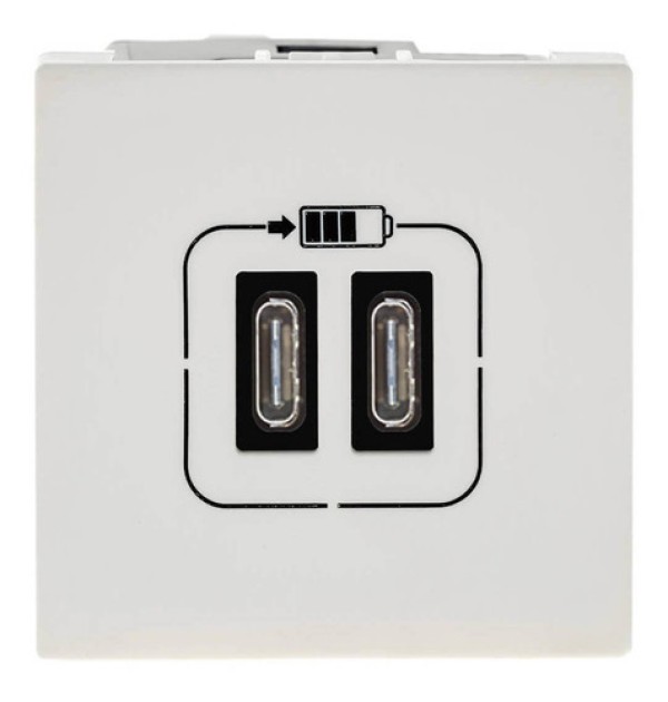 Encontraproduto.com.br - Módulo Carregador 2 USB Tipo C+C Branco Pial