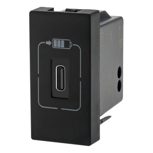 Módulo Tomada Carregador Usb-c Preto Pial Plus+ 615097pt