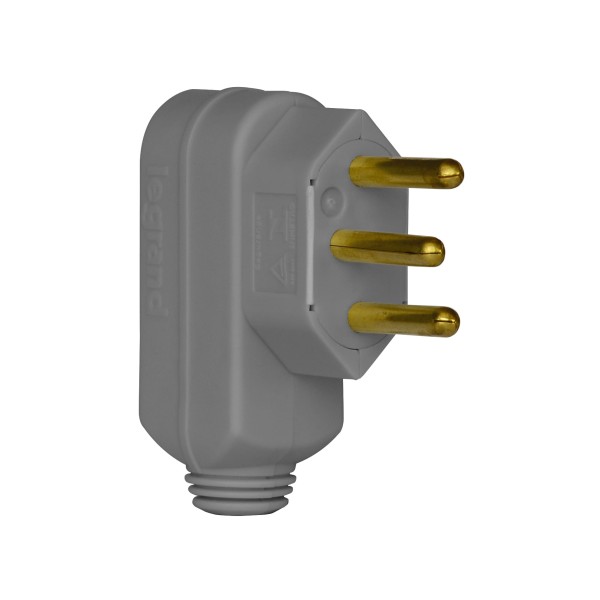 Encontraproduto.com.br - Plug Macho 2P+T 10A 250V Cinza Ref. 615921 - Pial Legrand