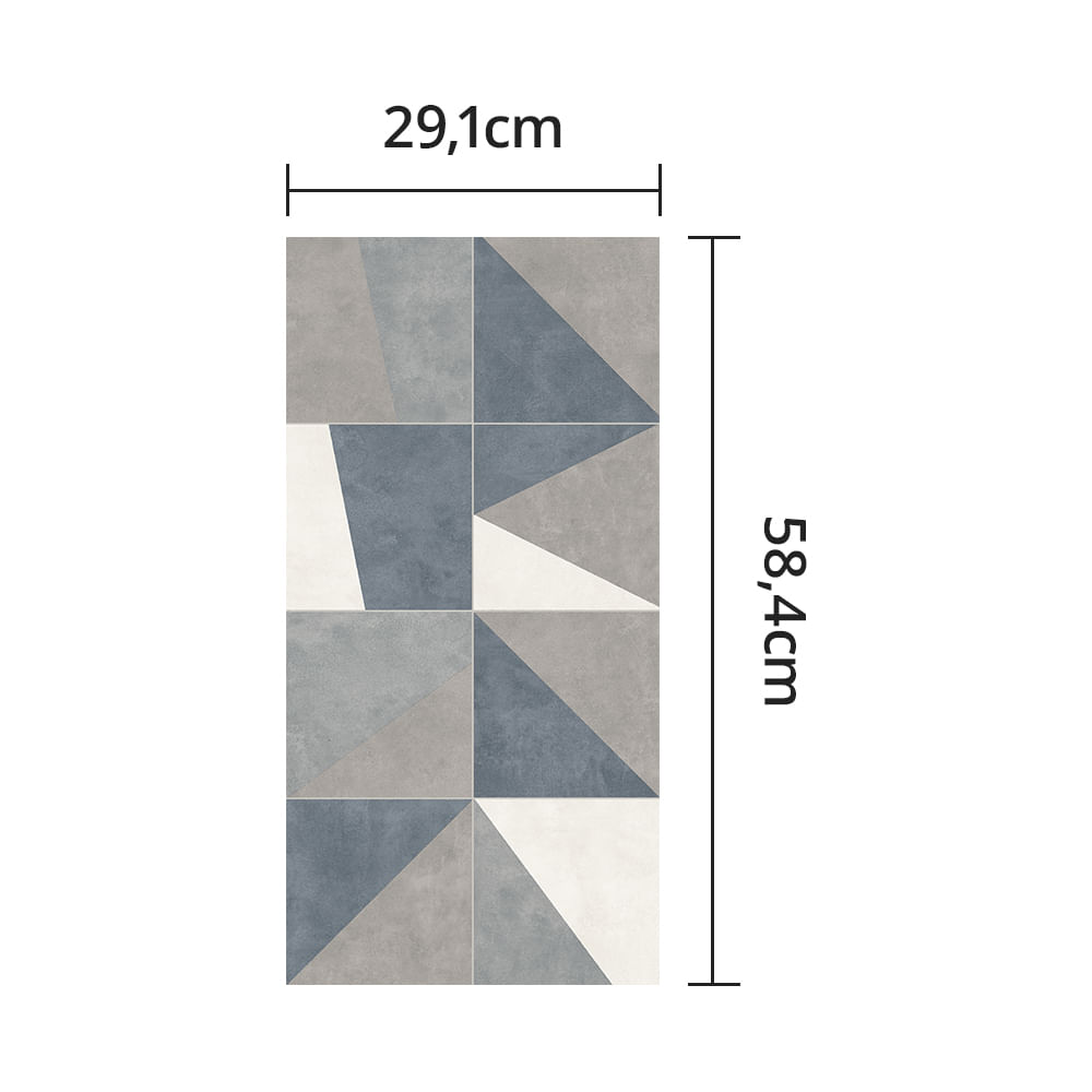 Encontraproduto.com.br - Revestimento de parede Portinari Blues Abstract Mix Lux acetinado retificado C: 29,1cm x L: 58,4cm misto