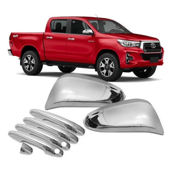 Encontraproduto.com.br - Aplique Capa Cromada Retrovisor Maçanetas Toyota Hilux 2017