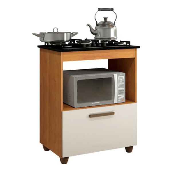 Balcão Para Cooktop 5 Bocas Salvia Kaiki Móveis Cor:naturalle/off