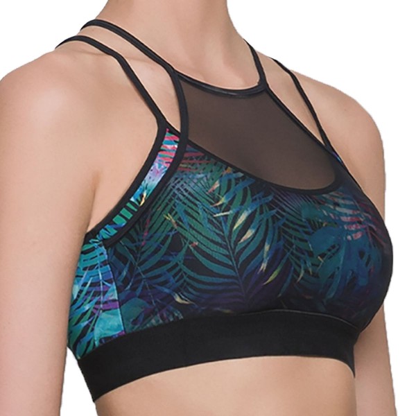 Encontraproduto.com.br - Top Selene Com Tule e Bojo Feminino Preto e Azul