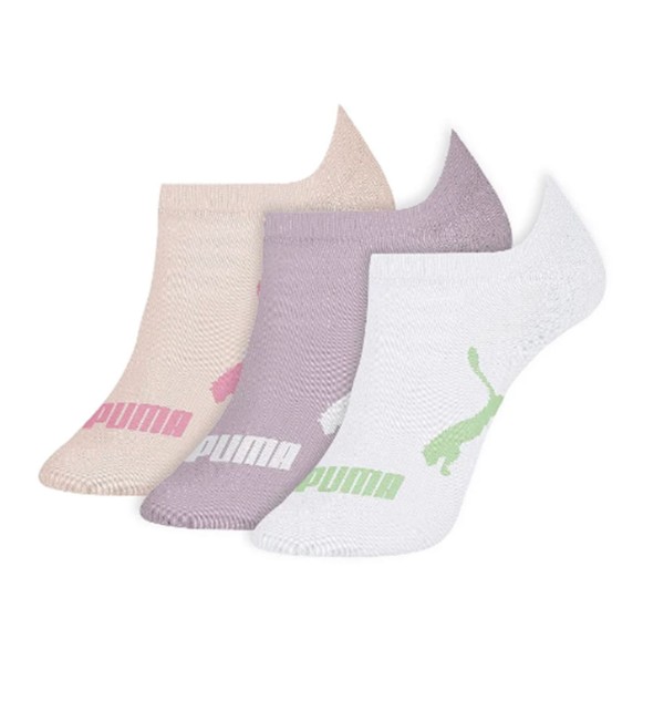 Encontraproduto.com.br - Meia Puma Sapatilha Invisível Kit com 3 Feminina - Branco e Roxo e Rosa