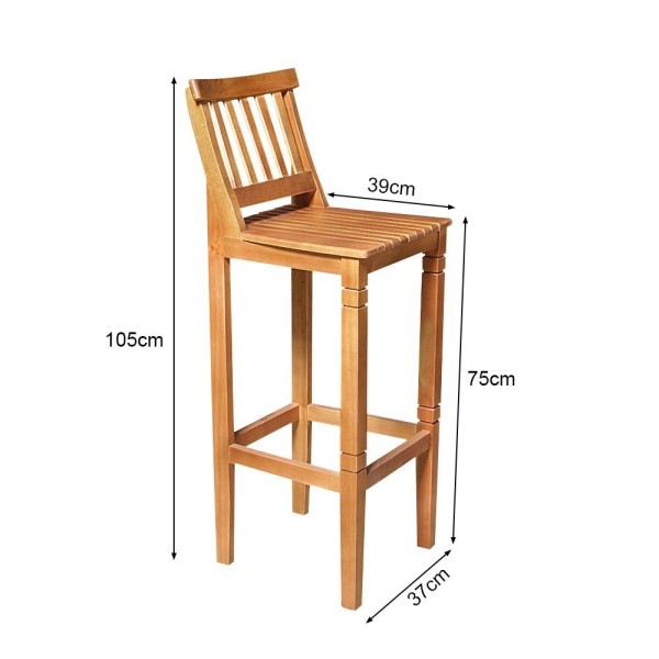 Encontraproduto.com.br - Kit 3 Banquetas Alta De Ripada Com Encosto Confort - Castanho - Marrom