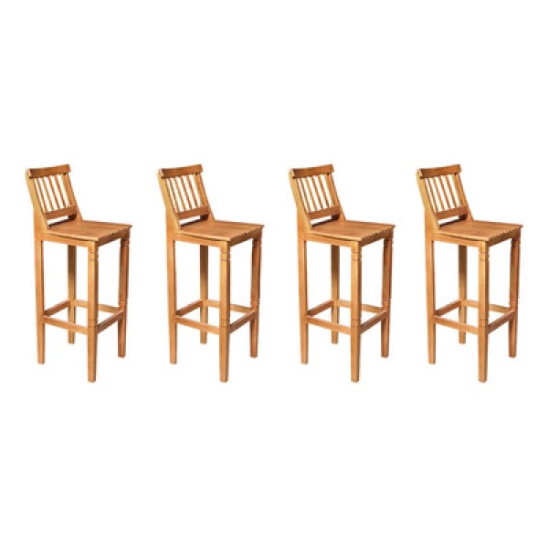 Encontraproduto.com.br - Kit 4 Banquetas Alta De Ripada Com Encosto Confort - Natural - Bege