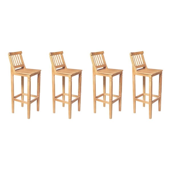 Encontraproduto.com.br - Kit 4 Banquetas Alta De Ripada Com Encosto Confort - Natural - Bege