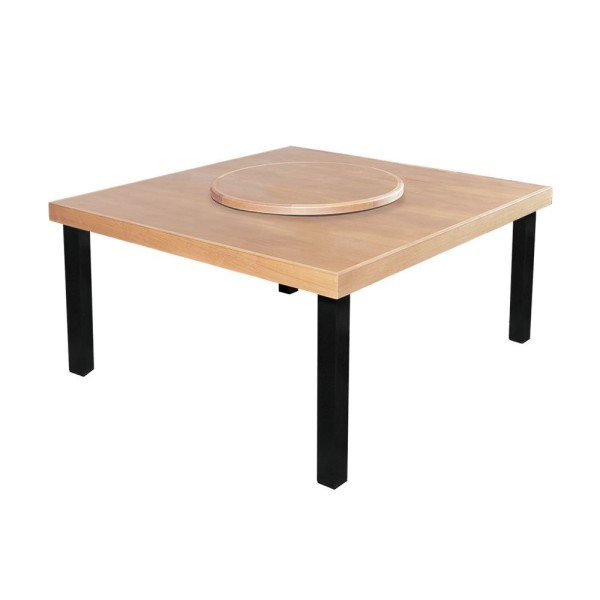 Encontraproduto.com.br - Mesa De Jantar Indústrial Sophia 1,50M Quadrada Com Prato Giratório Base Alumínio - Natural - Bege