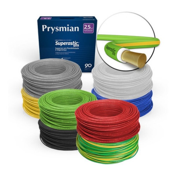 Cabo Flexivel 750V 1,5mm Branco 100 Metros Superastic Prysmian