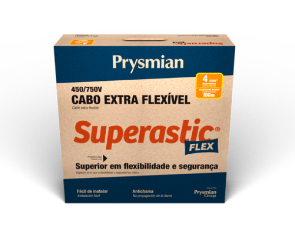 Encontraproduto.com.br - Cabo Flexível 4mm 750V Preto 100 Metros Superastic PRYSMIAN