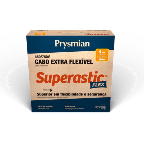 Encontraproduto.com.br - Cabo Flexível 4mm 750V Preto 100 Metros Superastic PRYSMIAN