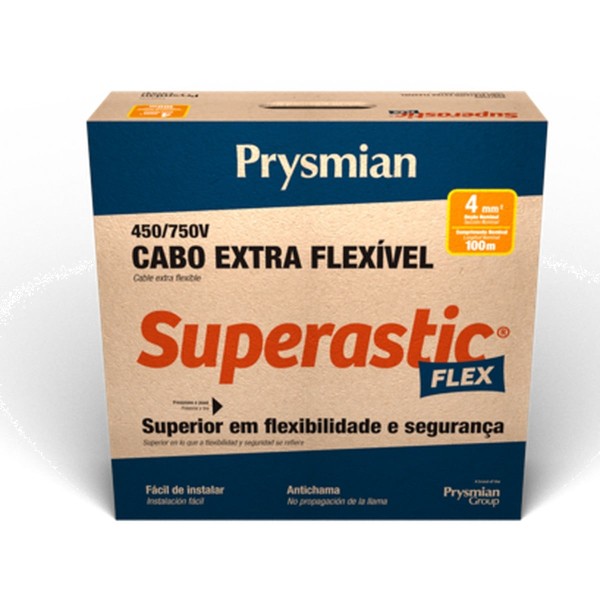 Encontraproduto.com.br - Cabo Flexivel 750V 4mm Verde 100 Metros Superastic Prysmian