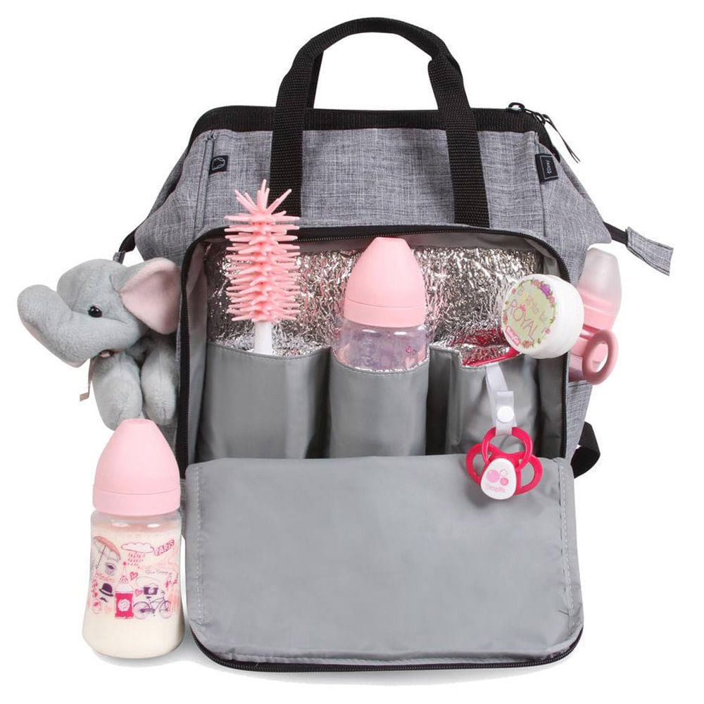 Encontraproduto.com.br - Mochila Maternidade - Baby Bag - Casual Com Trocador - Cinza - Baby Go