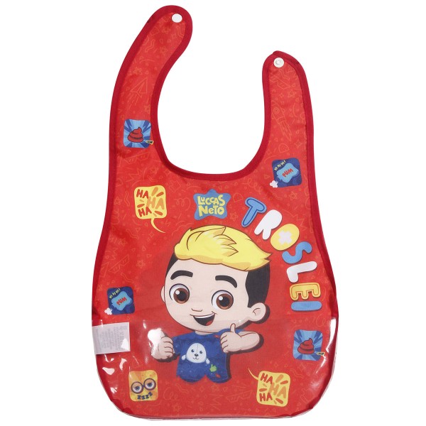 Encontraproduto.com.br - Babador Infantil Com Botão e Porta-Migalhas Para Bebê +3 Meses Luccas Neto BabyGo
