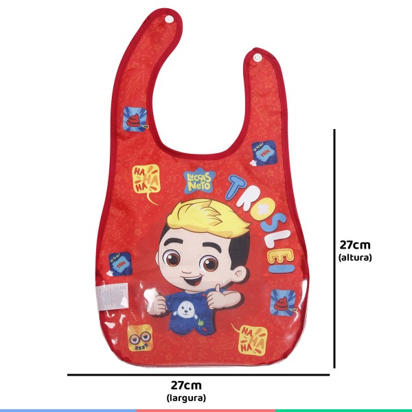 Encontraproduto.com.br - Babador Infantil Com Botão e Porta-Migalhas Para Bebê +3 Meses Luccas Neto BabyGo