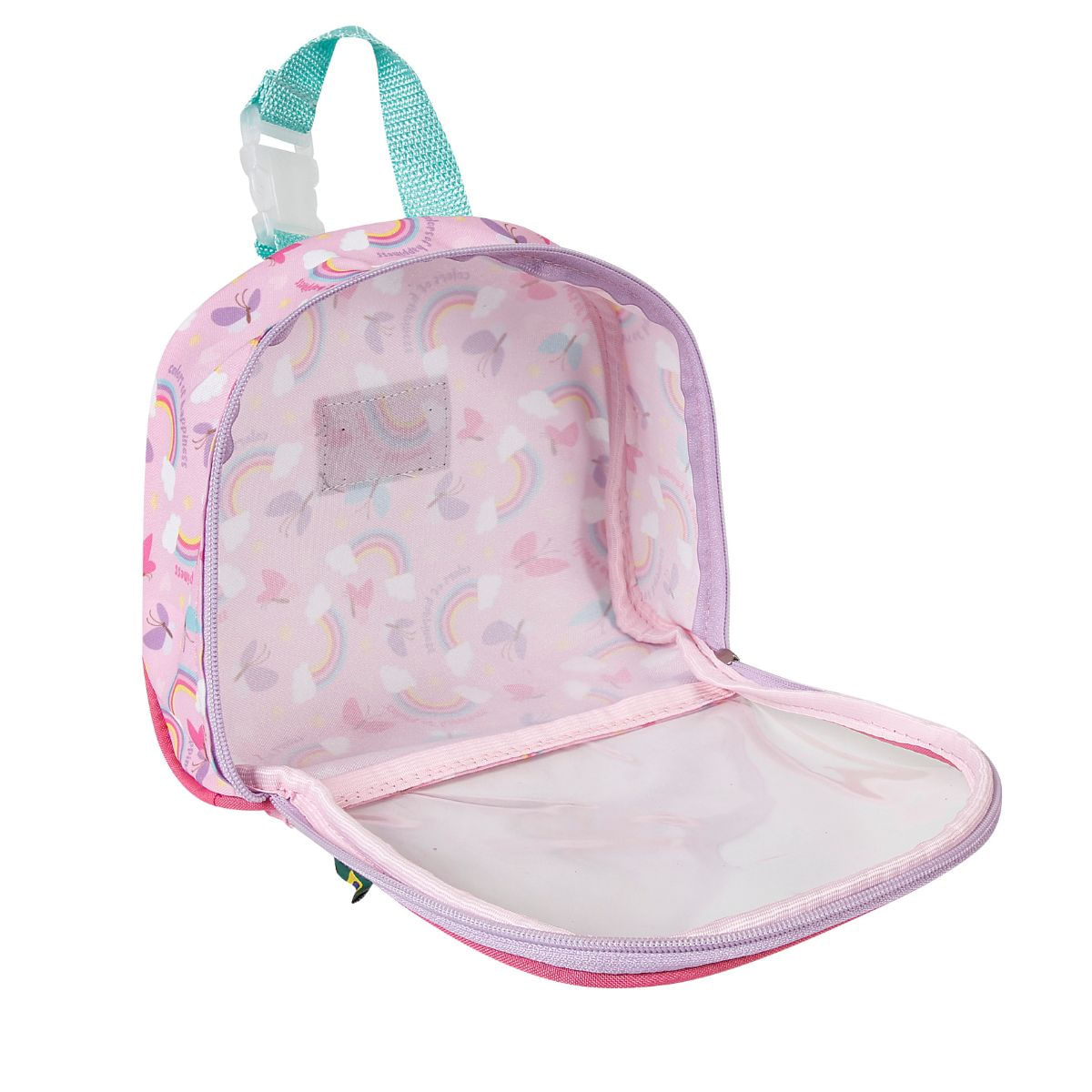 Encontraproduto.com.br - Kit Weekend Arco Íris Rosa - Necessaire + Porta Lanches + Copo 340ml