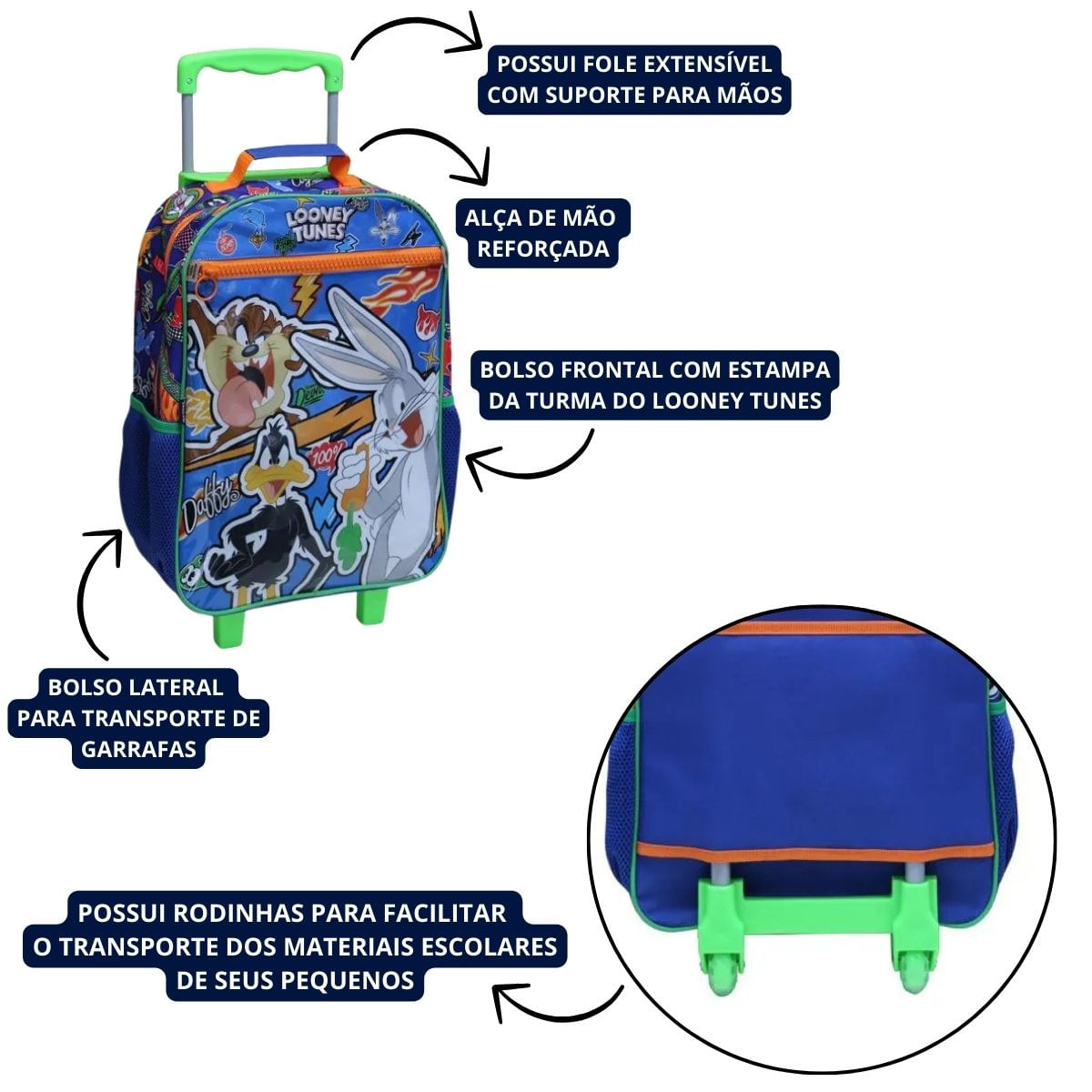 Encontraproduto.com.br - Mochila de Rodinhas Dermiwill Looney Tunes Colorido