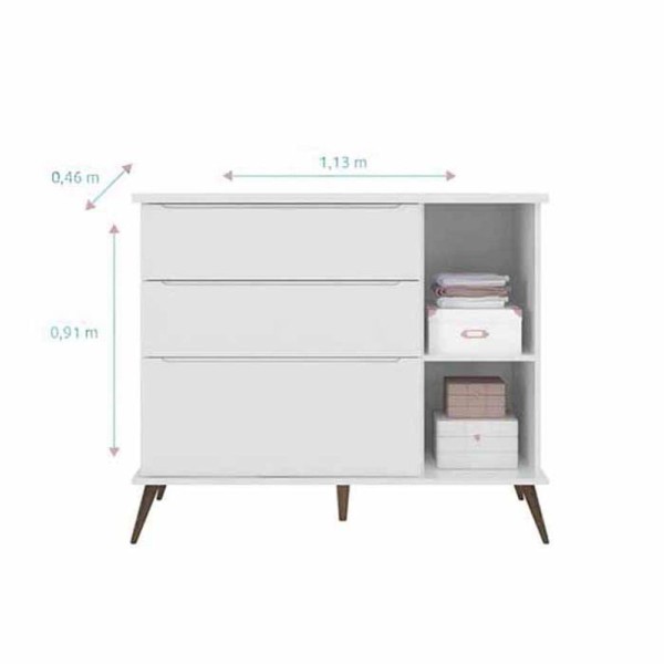 Encontraproduto.com.br - Quarto de Bebê Com Roupeiro + Cômoda + Mesinha e Berço Melin