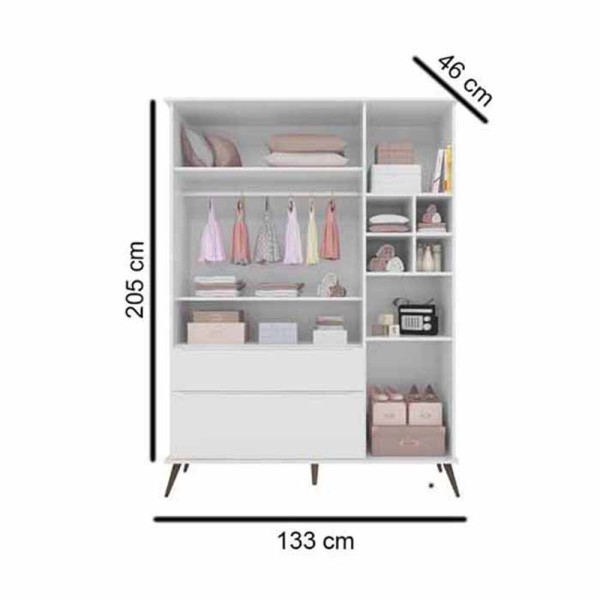 Encontraproduto.com.br - Quarto de Bebê Com Roupeiro + Cômoda + Mesinha e Berço Melin