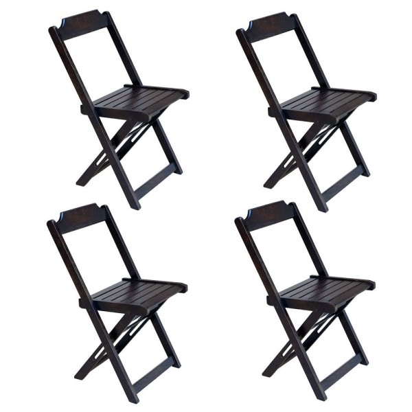 Encontraproduto.com.br - Conjunto De Mesa Com 4 Cadeiras De Madeira Dobravel 120X70 Tabaco - Marrom