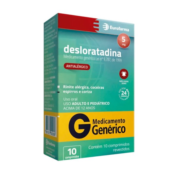 Encontraproduto.com.br - Desloratadina 5mg Genérico Eurofarma 10 Comprimidos