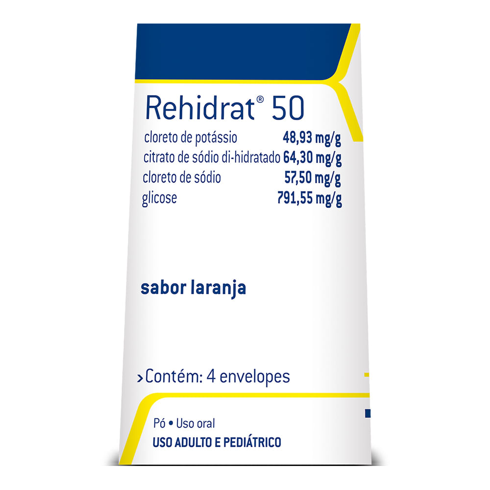 Encontraproduto.com.br - Rehidrat 50 Pó para Solução Oral - Caixa com 4 Envelopes de 7,625 g