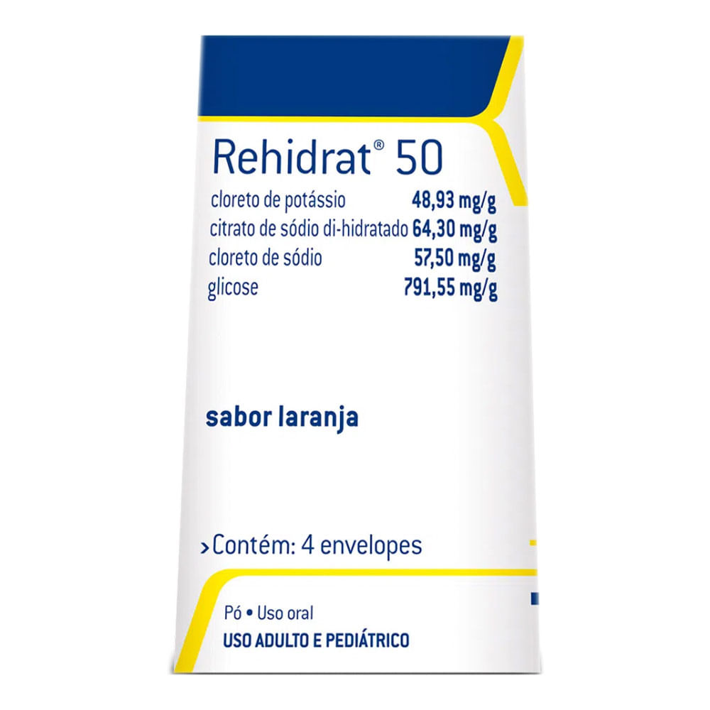 Encontraproduto.com.br - Rehidrat 50 Pó para Solução Oral - Caixa com 4 Envelopes de 7,625 g