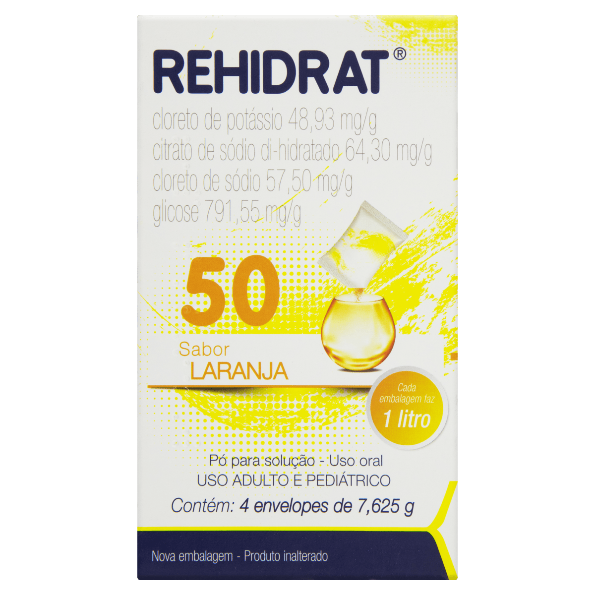 Encontraproduto.com.br - Rehidrat 50 Pó para Solução Oral - Caixa com 4 Envelopes de 7,625 g