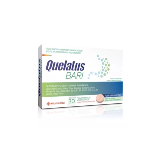 Encontraproduto.com.br - Quelatus bari Frutas vermelhas com 30 Comprimidos Mastigaveis