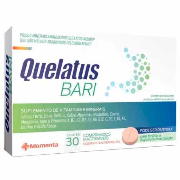 Encontraproduto.com.br - Quelatus bari Frutas vermelhas com 30 Comprimidos Mastigaveis