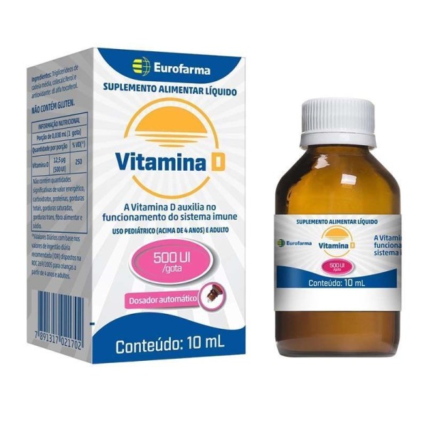 Encontraproduto.com.br - Vitamina D 500 UI Gotas 10ml Eurofarma