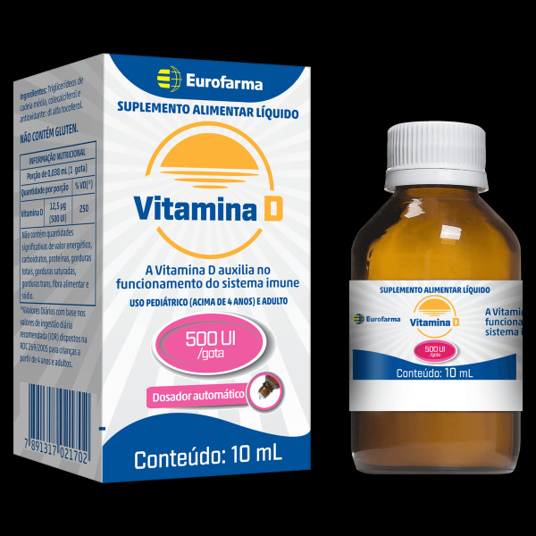 Encontraproduto.com.br - Vitamina D 500 UI Gotas 10ml Eurofarma