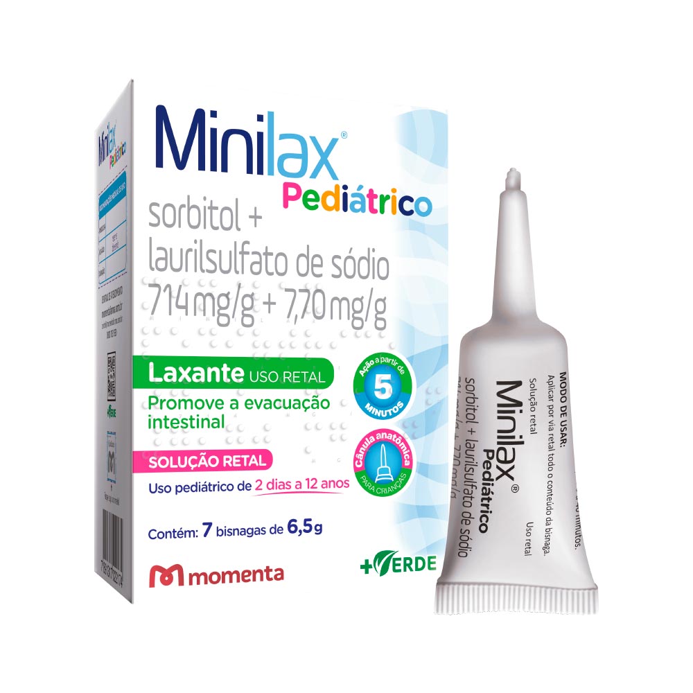Encontraproduto.com.br - Minilax Pediátrico 714mg/G + 7,70mg/G, Caixa Com 7 Bisnagas Com 6,5g De Solução De Uso Retal