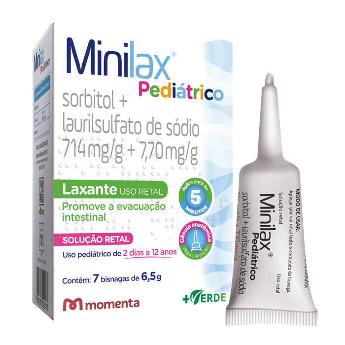 Encontraproduto.com.br - Minilax Pediátrico 714mg/G + 7,70mg/G, Caixa Com 7 Bisnagas Com 6,5g De Solução De Uso Retal