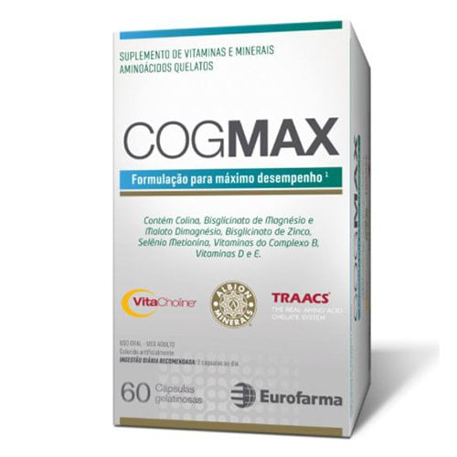 Encontraproduto.com.br - CogMax Suplemento De Vitaminas e Minerais Aminoácidos 60 cápsulas gelatinosas